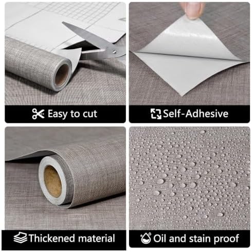 Grasscloth Peel and Stick Wallpaper 23.6"X480.3" Brown Contact Paper - Image 6