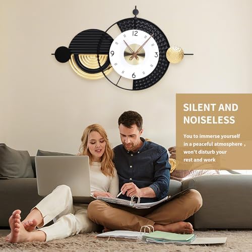 20.8X34.2 inch Modern Abstract Metal Decorative Wall Clock - Image 3