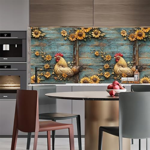 Sunflowers Rooster Wallpaper Peel and Stick 17.3"x197" Self Adhesive Thick - Image 5