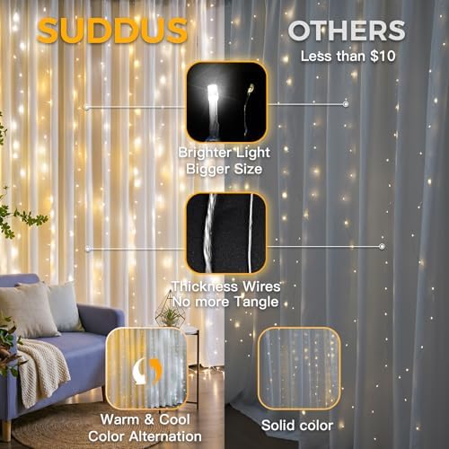 suddus Color Changing Curtain Lights, 200 Led Hanging Lights Outdoor, Fairy - Image 3