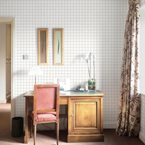 Plaid Wallpaper Neutral Wallpaper 393"×17.3" Checkered Wall Paper Peel and - Image 4
