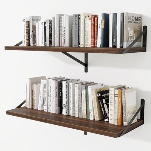 Deep Wall Shelves 36"W x 12"D Engineered Wood Floating Shelves by Venusmiles