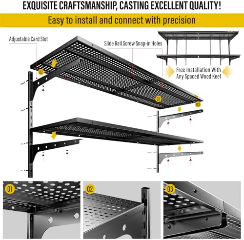 Aecxm 2-Pack 2 Tier 1.3x4ft Garage Shelving Wall Mounted, 520lbs Load - Image 6
