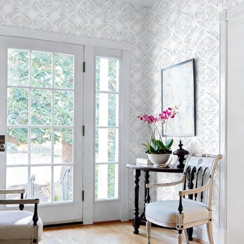 Blue Wallpaper Coastal Peel and Stick Wallpaper Boho 393"x17.3" Blue and White - Image 2