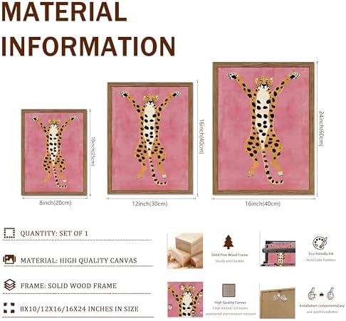 Framed Funny Cheetah Canvas Wall Art, Cute Stretching Cheetah Poster Print - Image 5