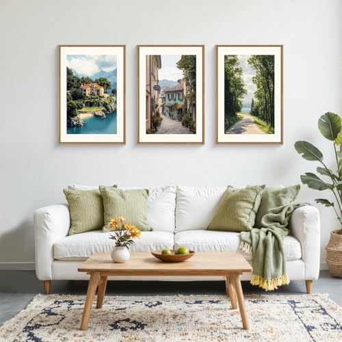 Large Vintage Italy City Coast Framed Canvas Wall Art, Modern French Country - Image 2
