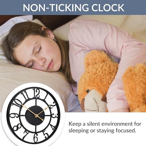 LEIKE Arabic Numeral Wall Clock 10IN Battery Operated Black, Silent Non Ticking - Image 6