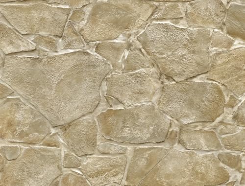 NextWall Harry & Grace Faux Fieldstone Vinyl Peel and Stick Natural Wall by NextWall
