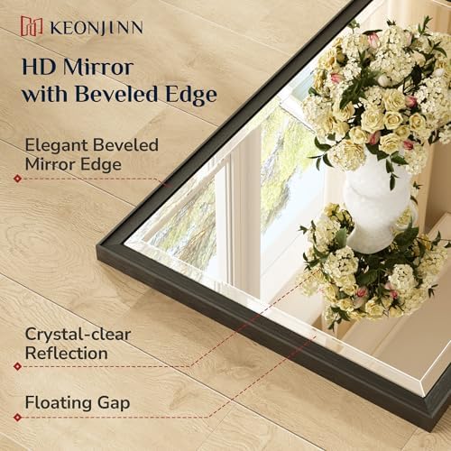 Keonjinn 30" x 30" Black Square Bathroom Mirrors - Image 4