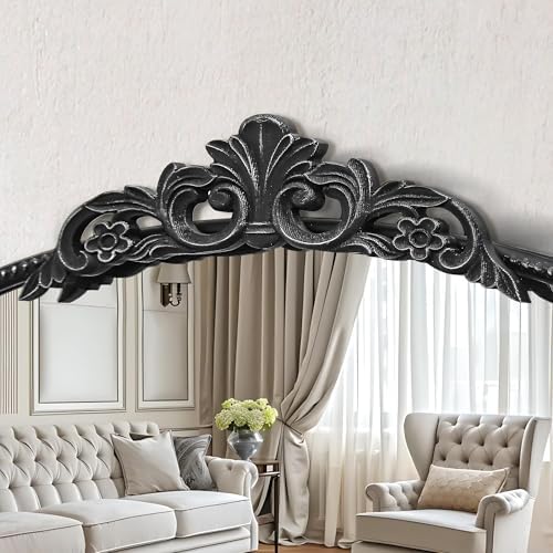Micasso Vintage Black Wall Mirror: 40"x29" Baroque Antique Arched Mirror - Image 5