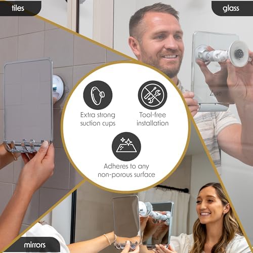 Luxo Shower Mirror Fogless for Shaving, Shower Shaving Mirror - Image 4