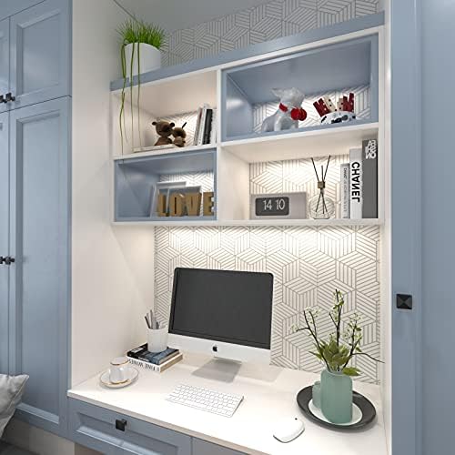 MelunMer White and Silver Peel and Stick Wallpaper Modern 17.7”×393” - Image 3