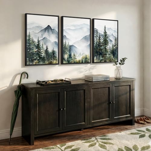 Framed Landscape Wall Art Bedroom, Mountain Forest Canvas Print, 16x24 Inch - Image 4