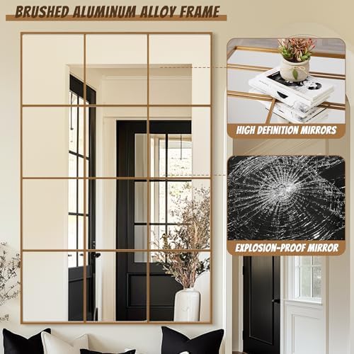 Antok Wall Mirror, Metal Framed Wall Mounted Mirror, Hanging or Leaning - Image 4