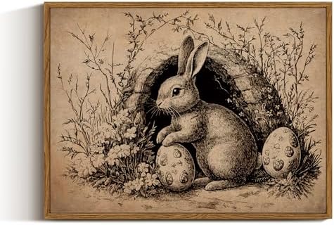VIYYIEA Framed Rabbit Wall Art Rustic Farmhouse Decor, 12x16 Inch by VIYYIEAART