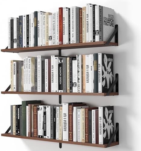 Heimlove Floating Shelves for Wall, 32 Inch Long Wood Floating Shelves Set of 3 by Heimlove