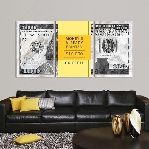 Inspirational Money Wall Art Money at One's Fingertips 100 Dollar Bill Wall Art - Image 3