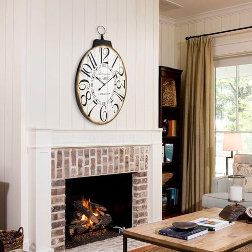 Large Wall Clocks, 29 Inch-High Oversized Oval French Vintage Farmhouse Design - Image 4
