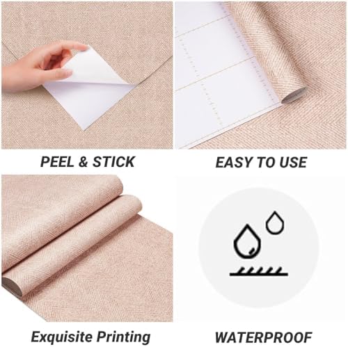 Decotalk Grasscloth Wallpaper Peel and Stick 17.7x354 Inch Pink Grasscloth - Image 6
