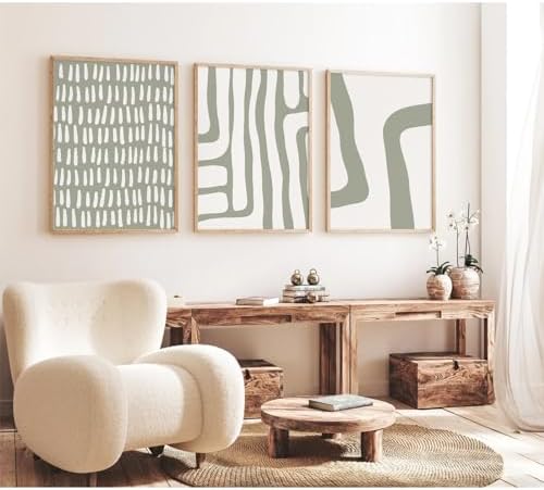 Minimalist Neutral Wall Art Decor Sage Green Boho Canvas Poster Abstract Modern - Image 5