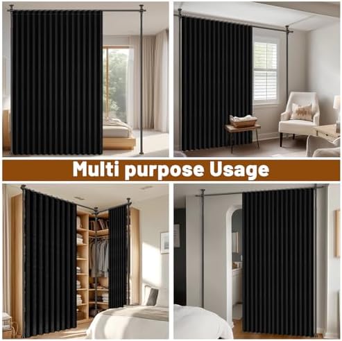 AJAZZ Room Divider Curtain+ Tension Curtain Rod No Drilling 43-120× 35-100 in - Image 4