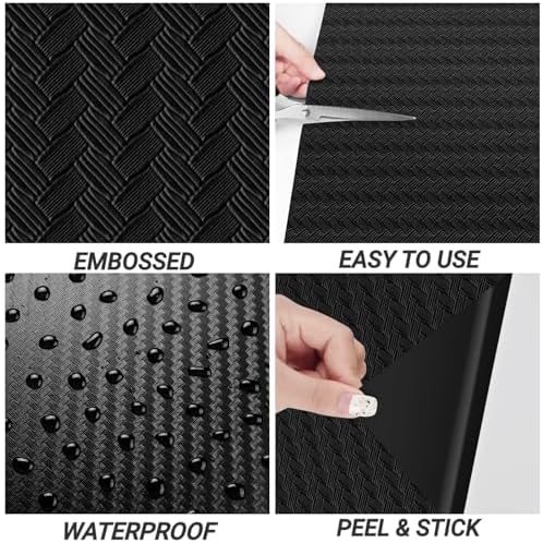 Decotalk Black Weaving Textured Wallpaper Peel and Stick 17.7x120 Inch - Image 6