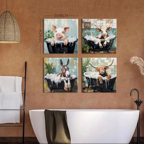 Kid Bathroom Wall Art Funny Animals Wall Decor - Image 3