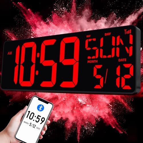 TXL 17.2'' Bluetooth Large LED Digital Wall Clock, Large Display Date and by TXL