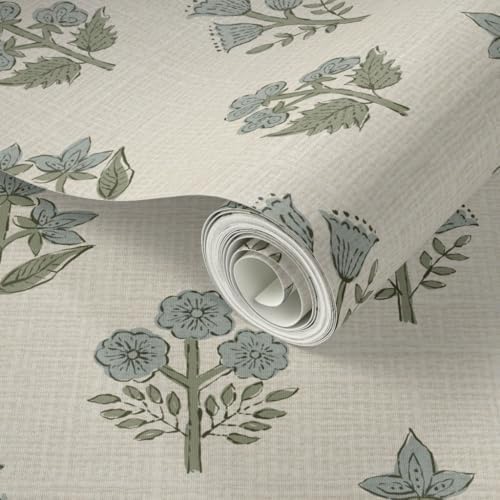 Spoonflower Block Print Neutral Peel and Stick Wallpaper - Image 2