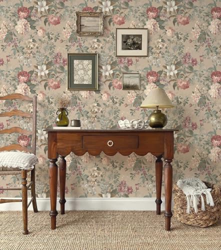 Ismoon Floral Wallpaper Peel and Stick Vintage Brown Contact Paper - Image 5