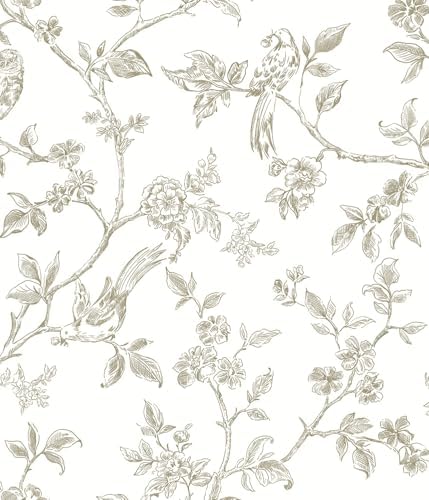 Orainege Beige and White Wallpaper Vintage Floral Peel and Stick Wallpaper by Orainege