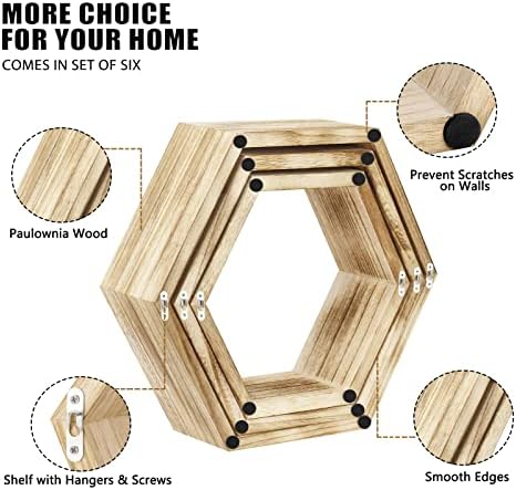 NOVIMANGO Hexagonal Floating Shelves Set of 6, Honeycomb Shelves - Image 6