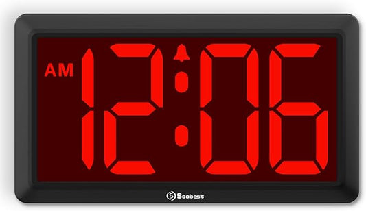 Soobest 9.5 Inch Large Digital Wall Clock Battery Operated, Auto & Manual by Soobest