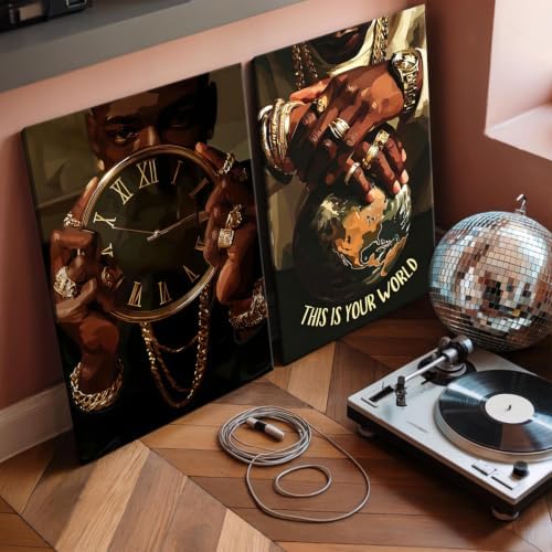 Framed African American Wall Art Set of 3, Trendy Black Men Canvas Wall Decor - Image 3