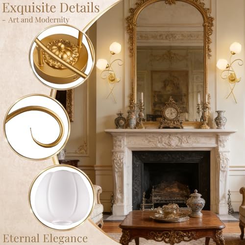Gold Wall Sconce 2-Light Vintage Wall Lamp - Image 4