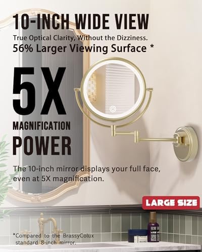 10" Brass Wall Mount Magnifying Mirror - Image 3