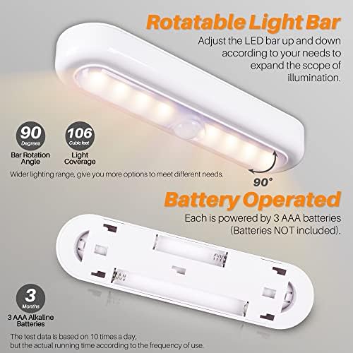 STAR-SPANGLED 7” Motion Sensor Lights Indoor AAA Battery, 3 Pack Warm White - Image 5
