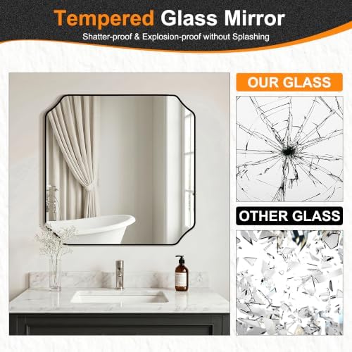 Delma Bathroom Vanity Mirror, Scalloped Round Corner Wall Mirror, - Image 5