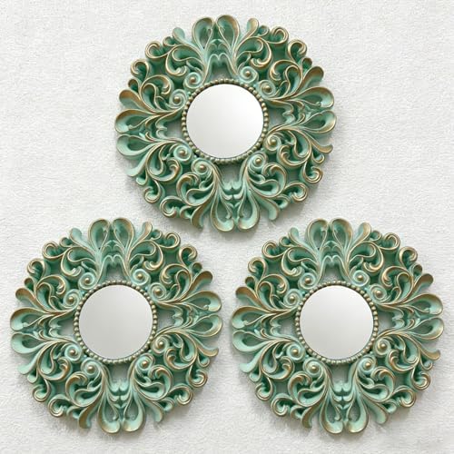 DXYAKY 3 Pack Floral Ornate Decorative Wall Mirror by DXYAKY