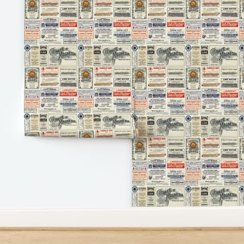 Spoonflower Vintage Pharmacy Peel and Stick Wallpaper - Image 4