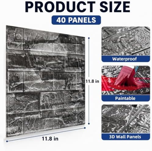 3D Wall Panels Peel and Stick Faux Foam Brick Wallpaper Covering - Image 2