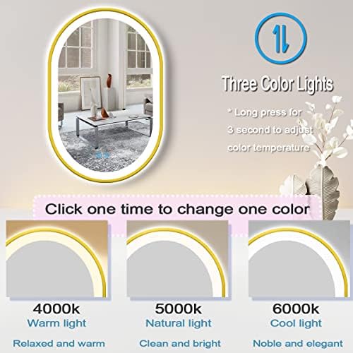 32 X 20 Inch Gold LED Oval Mirror - Image 4