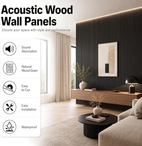 Wood Slat Wall Panel 4 Pack 93.3"x11.8", Acoustic Wood Panels - Image 3