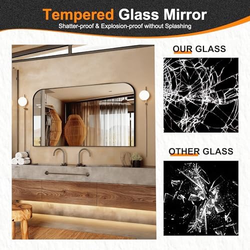 Delma 30"x50" Black Metal Framed Bathroom Mirror - Image 5