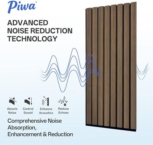 PIWA Acoustic Wood Slat Wall Panels, 10 Pack 23.6"x11.8" Dark Walnut - Image 4