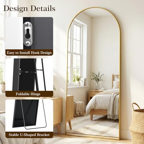 71"x28" Arched Full Length Mirror, Full Body Floor Mirror - Image 6