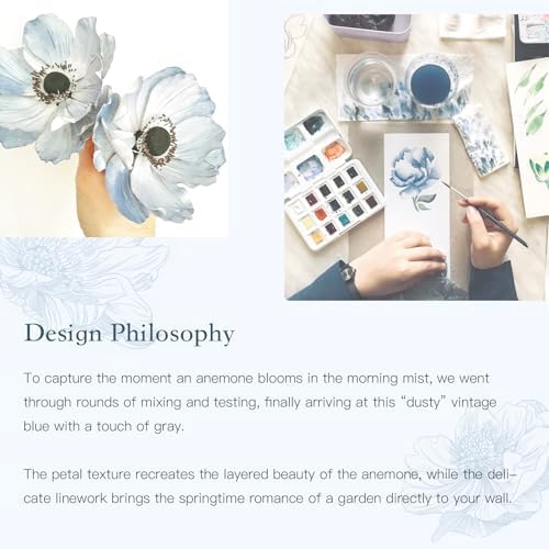 Dimoon 78.7"x17.3"Peel and Stick Blue Vintage Floral Line Wallpaper - Image 3