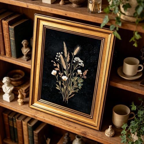 IMNTSD Framed Vintage Dried Botanical Wall Art, Dark Background Pressed - Image 5