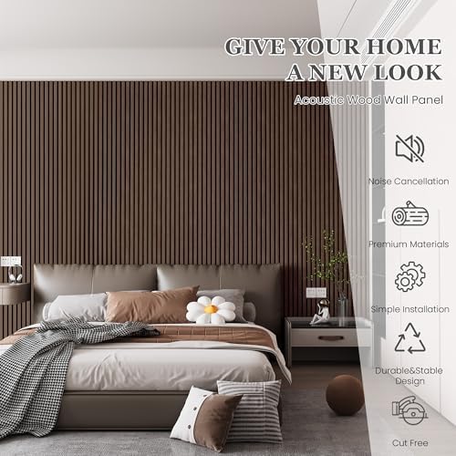 2 Pack Wood Salt Acoustic Wall Panels 94" x 23.6" x 0.8", Natural Walnut - Image 2