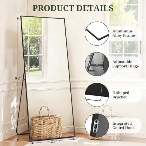 Mirror Full Length 64"x21", Rectangle Full Body Floor Mirrors - Image 4